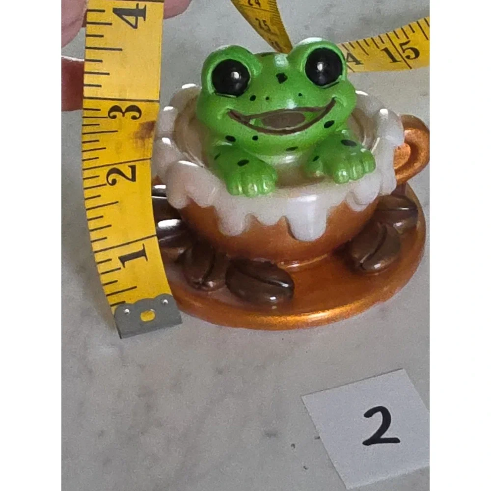 Handmade Resin Frog In A Cup With Coffee Beans Decoration